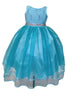 Big Girls Light Blue Lace Sequin Belt Glitter Tulle Junior Bridesmaid Dress 8-16 - SophiasStyle.com